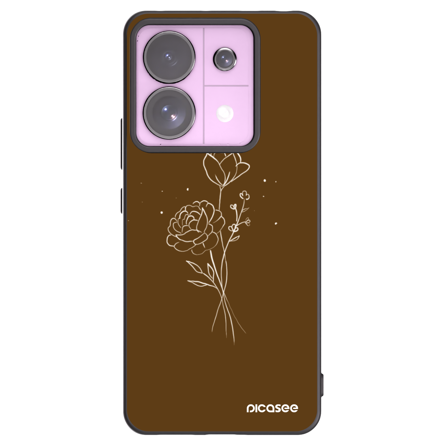 Picasee fekete szilikon tok az alábbi mobiltelefonokra Xiaomi Redmi Note 13 Pro 5G - Brown flowers