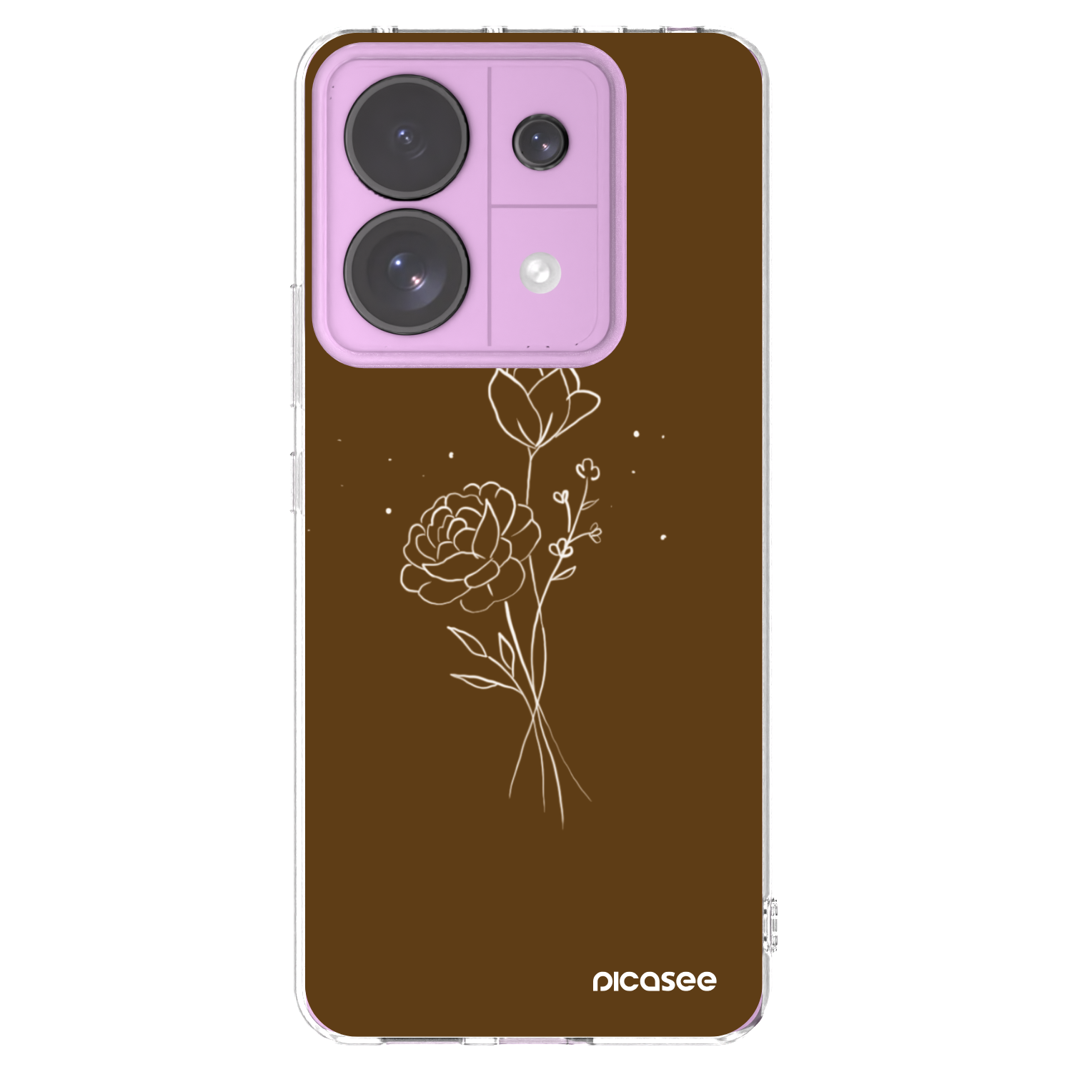 Picasee átlátszó szilikon tok az alábbi mobiltelefonokra Xiaomi Redmi Note 13 Pro 5G - Brown flowers