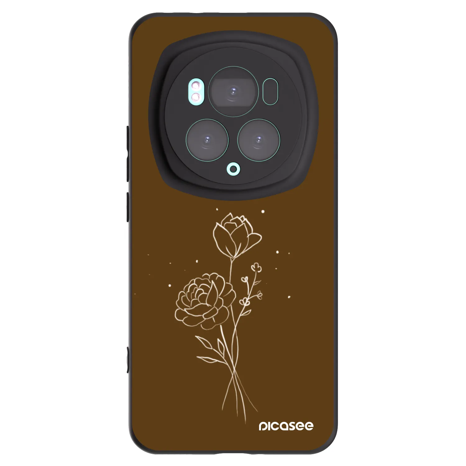 Picasee fekete szilikon tok az alábbi mobiltelefonokra Honor Magic6 Pro - Brown flowers