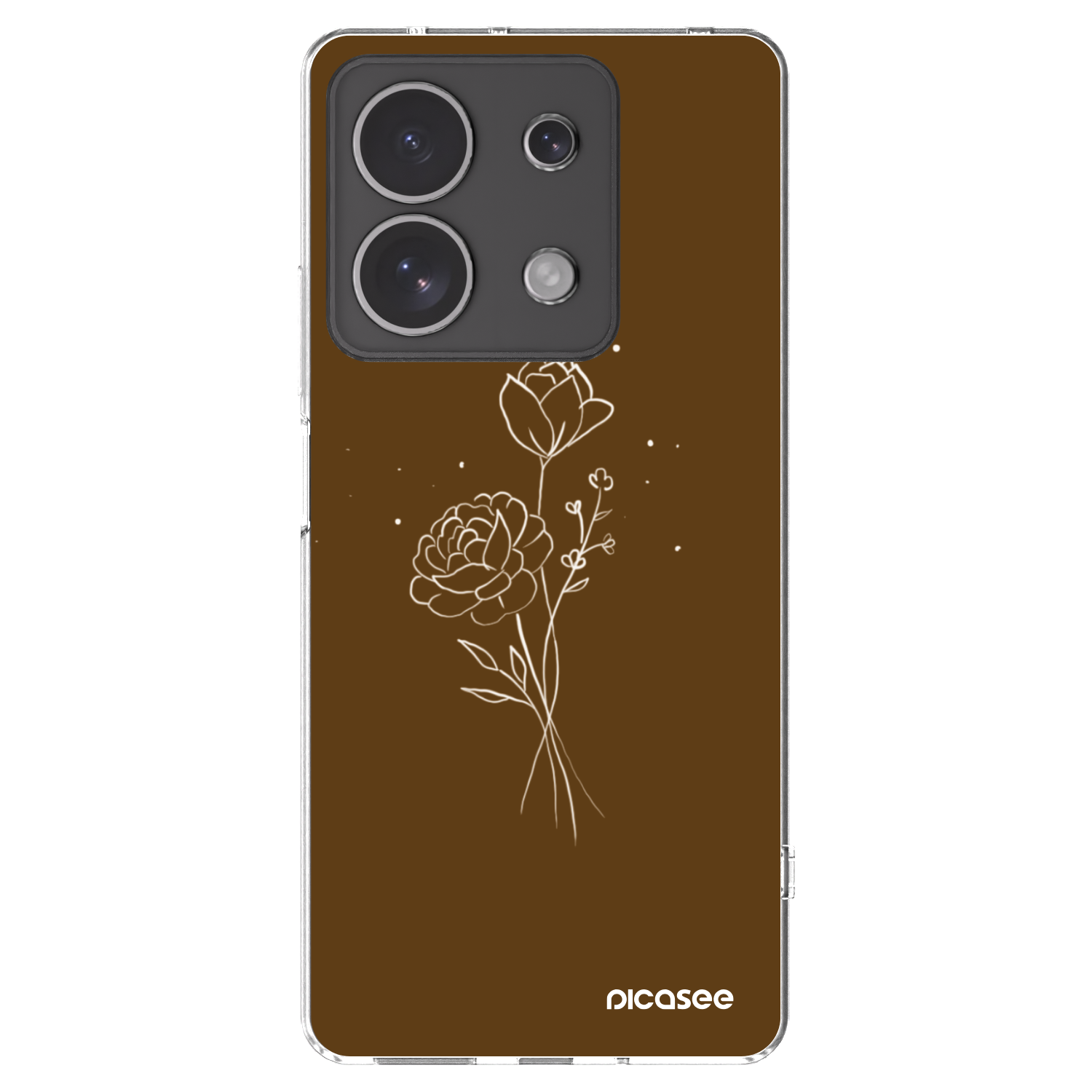 Picasee átlátszó szilikon tok az alábbi mobiltelefonokra Xiaomi Redmi Note 13 4G - Brown flowers