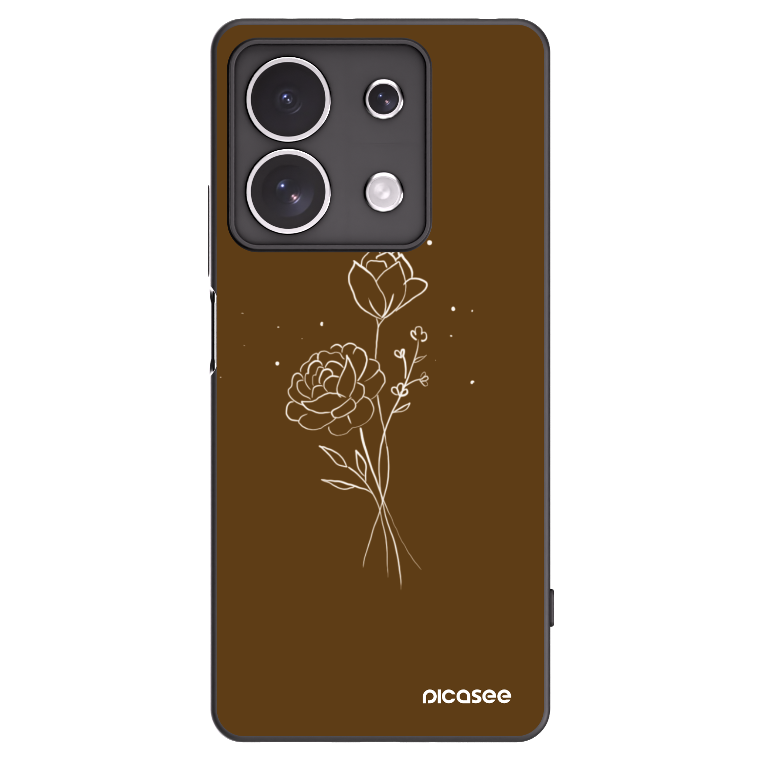 Picasee fekete szilikon tok az alábbi mobiltelefonokra Xiaomi Redmi Note 13 4G - Brown flowers