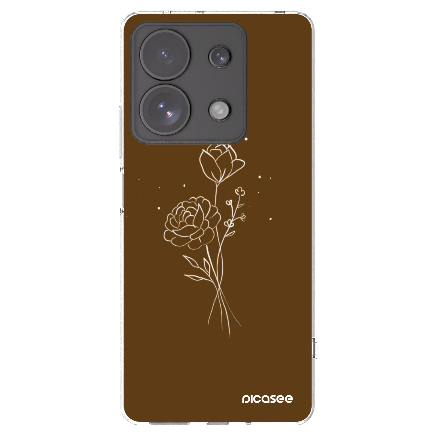 Picasee átlátszó szilikon tok az alábbi mobiltelefonokra Xiaomi Redmi Note 13 Pro 4G - Brown flowers