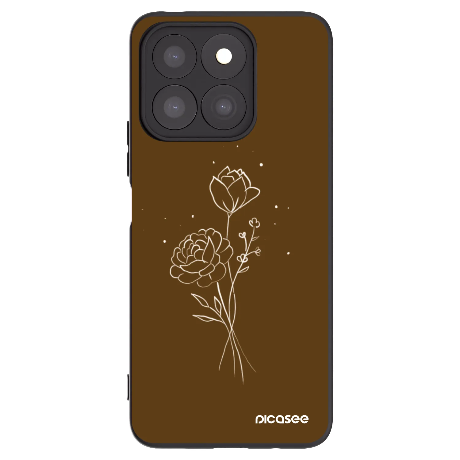 Picasee fekete szilikon tok az alábbi mobiltelefonokra Honor X8b - Brown flowers
