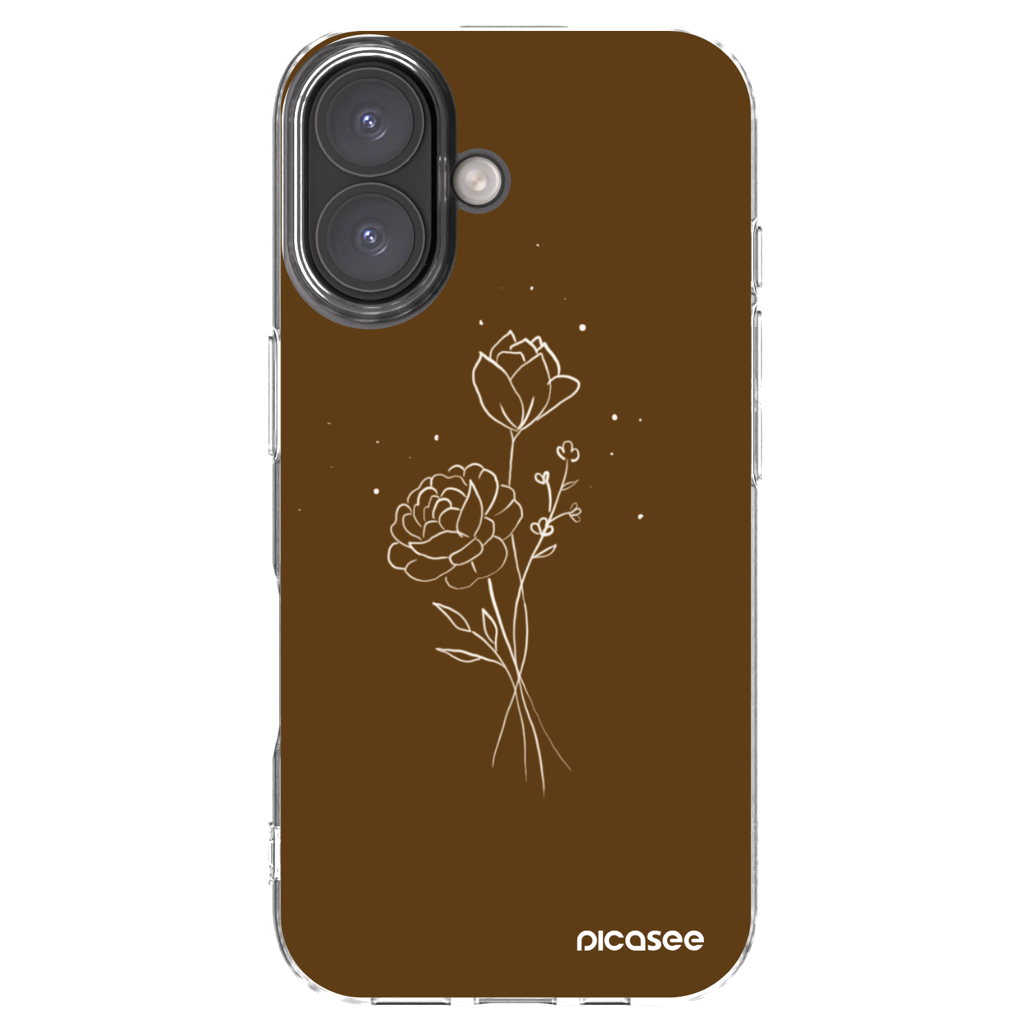 Picasee átlátszó szilikon tok az alábbi mobiltelefonokra Apple iPhone 16 - Brown flowers