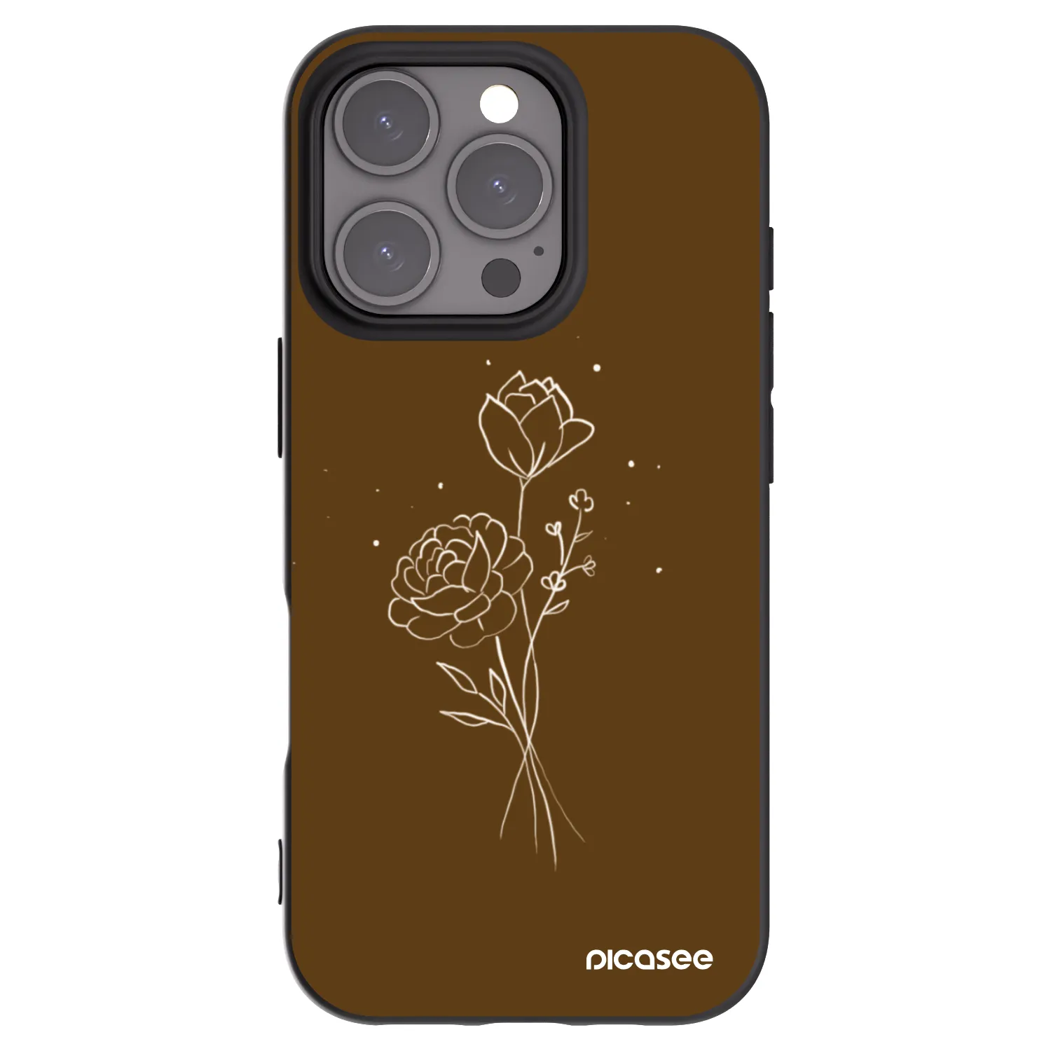 Picasee fekete szilikon tok az alábbi mobiltelefonokra Apple iPhone 16 Pro - Brown flowers