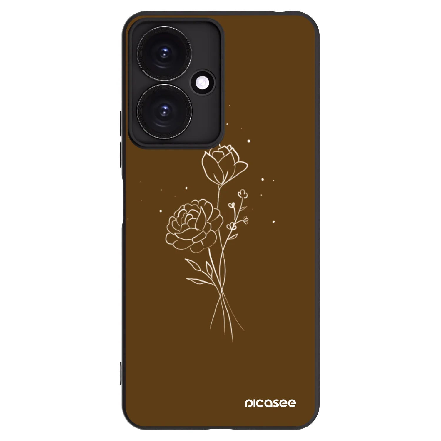 Picasee fekete szilikon tok az alábbi mobiltelefonokra Xiaomi Redmi 13C 5G - Brown flowers
