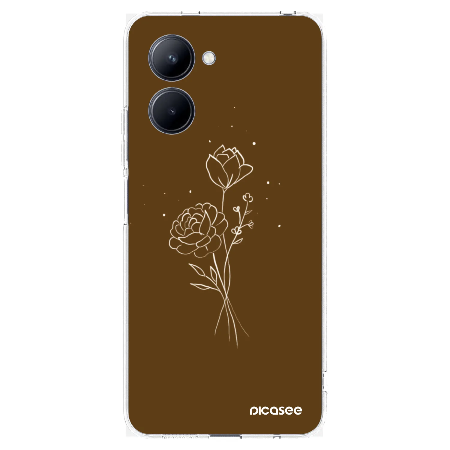 Picasee átlátszó szilikon tok az alábbi mobiltelefonokra Realme C33 (2023) - Brown flowers