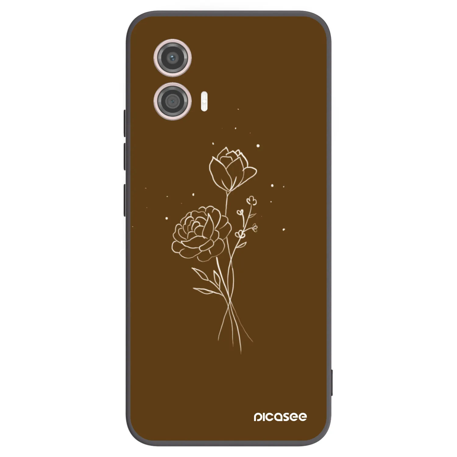 Picasee fekete szilikon tok az alábbi mobiltelefonokra Motorola Moto G53 5G - Brown flowers