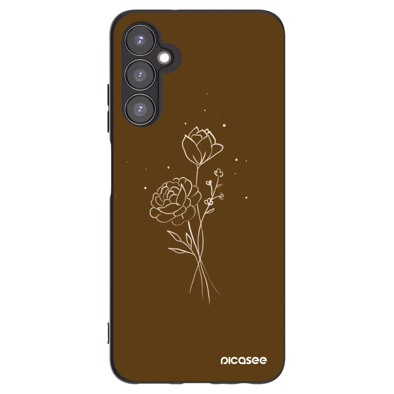 Picasee fekete szilikon tok az alábbi mobiltelefonokra Samsung Galaxy A05s A057G - Brown flowers