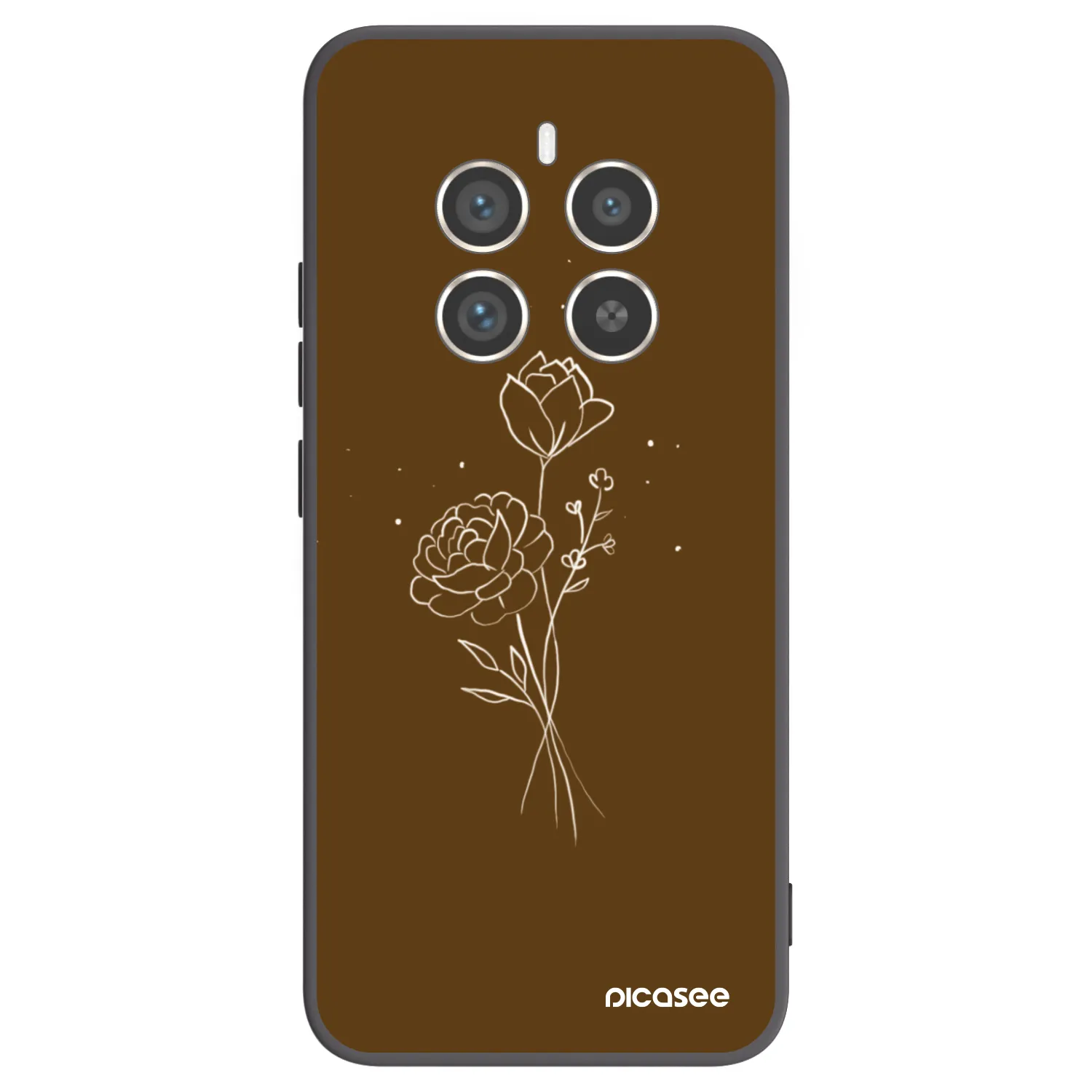 Picasee fekete szilikon tok az alábbi mobiltelefonokra Realme 12 Pro 5G - Brown flowers