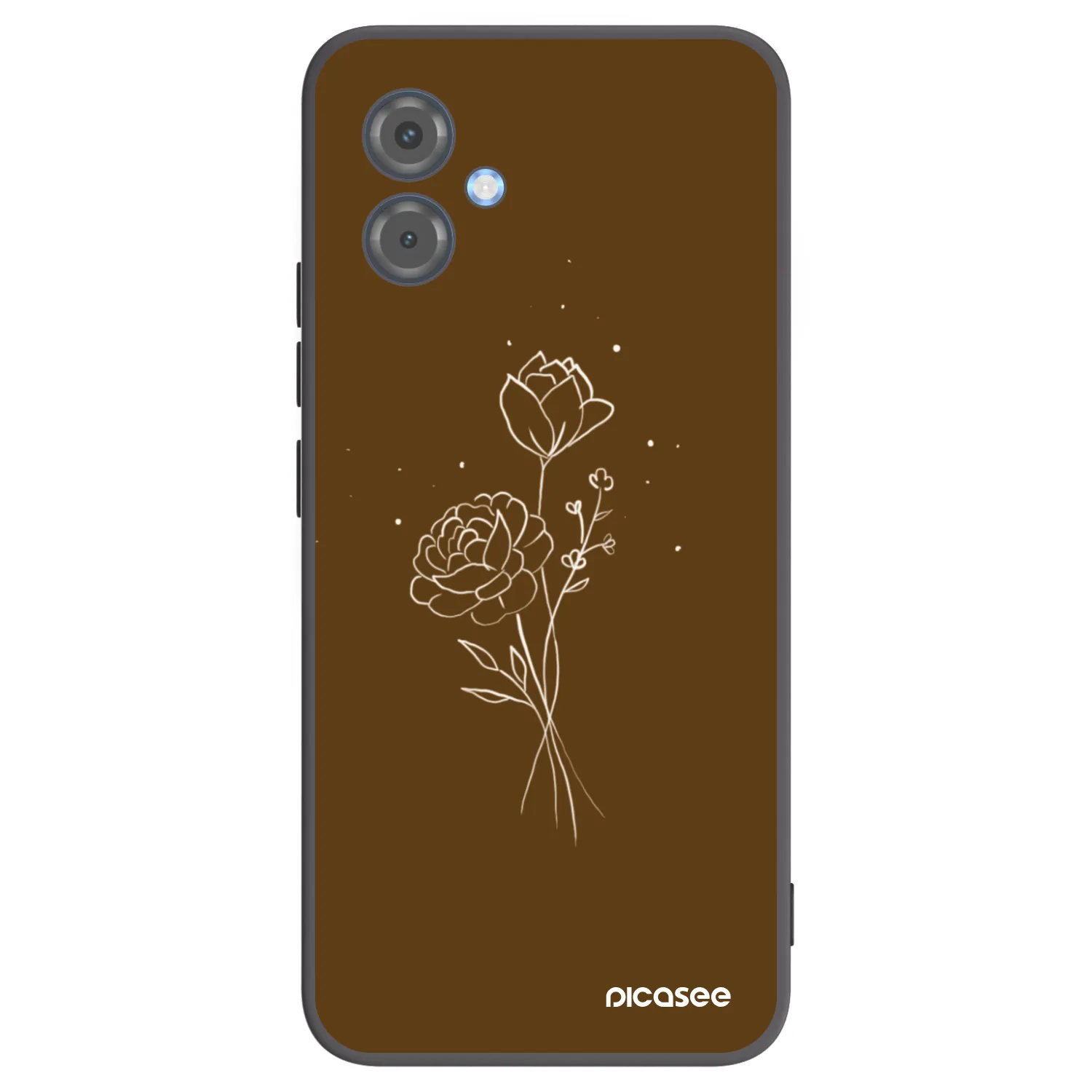 Picasee fekete szilikon tok az alábbi mobiltelefonokra Motorola Moto G14 - Brown flowers