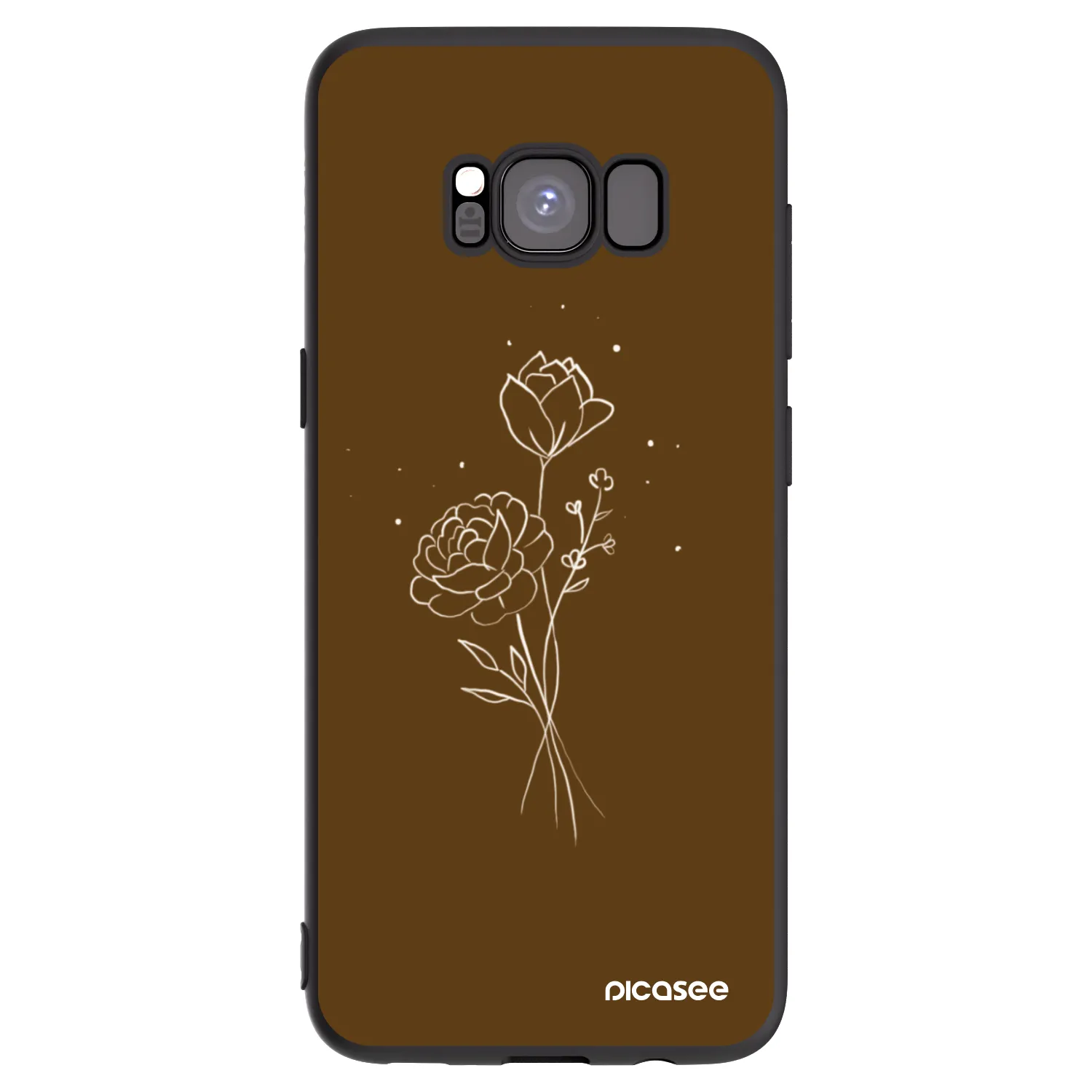 Picasee fekete szilikon tok az alábbi mobiltelefonokra Samsung Galaxy S8 G950F - Brown flowers