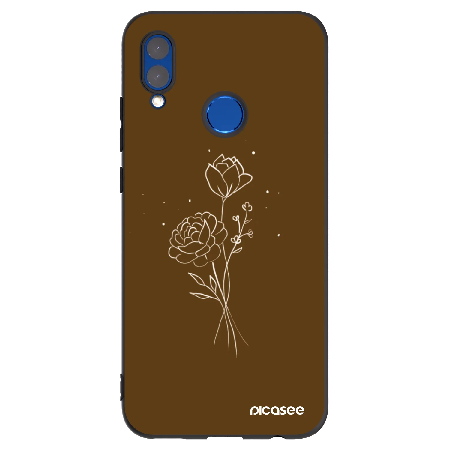 Picasee fekete szilikon tok az alábbi mobiltelefonokra Honor 10 Lite - Brown flowers