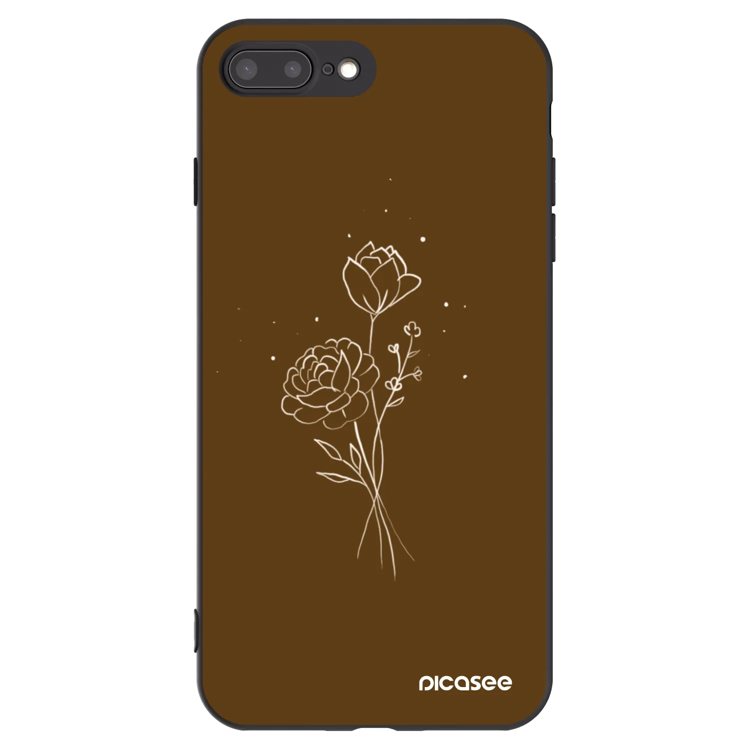 Picasee fekete szilikon tok az alábbi mobiltelefonokra Apple iPhone 7 Plus - Brown flowers