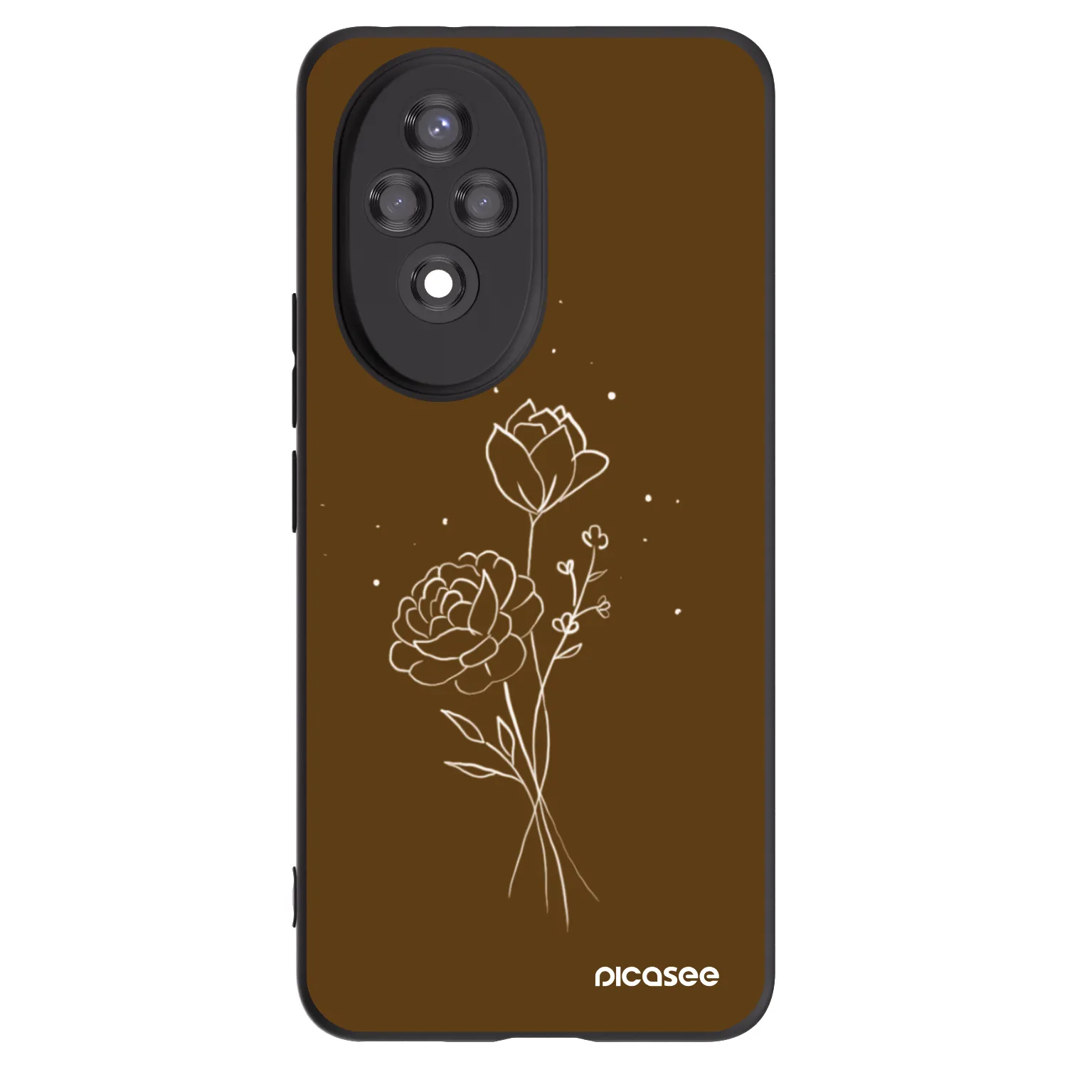 Picasee fekete szilikon tok az alábbi mobiltelefonokra Honor 200 Pro 5G - Brown flowers