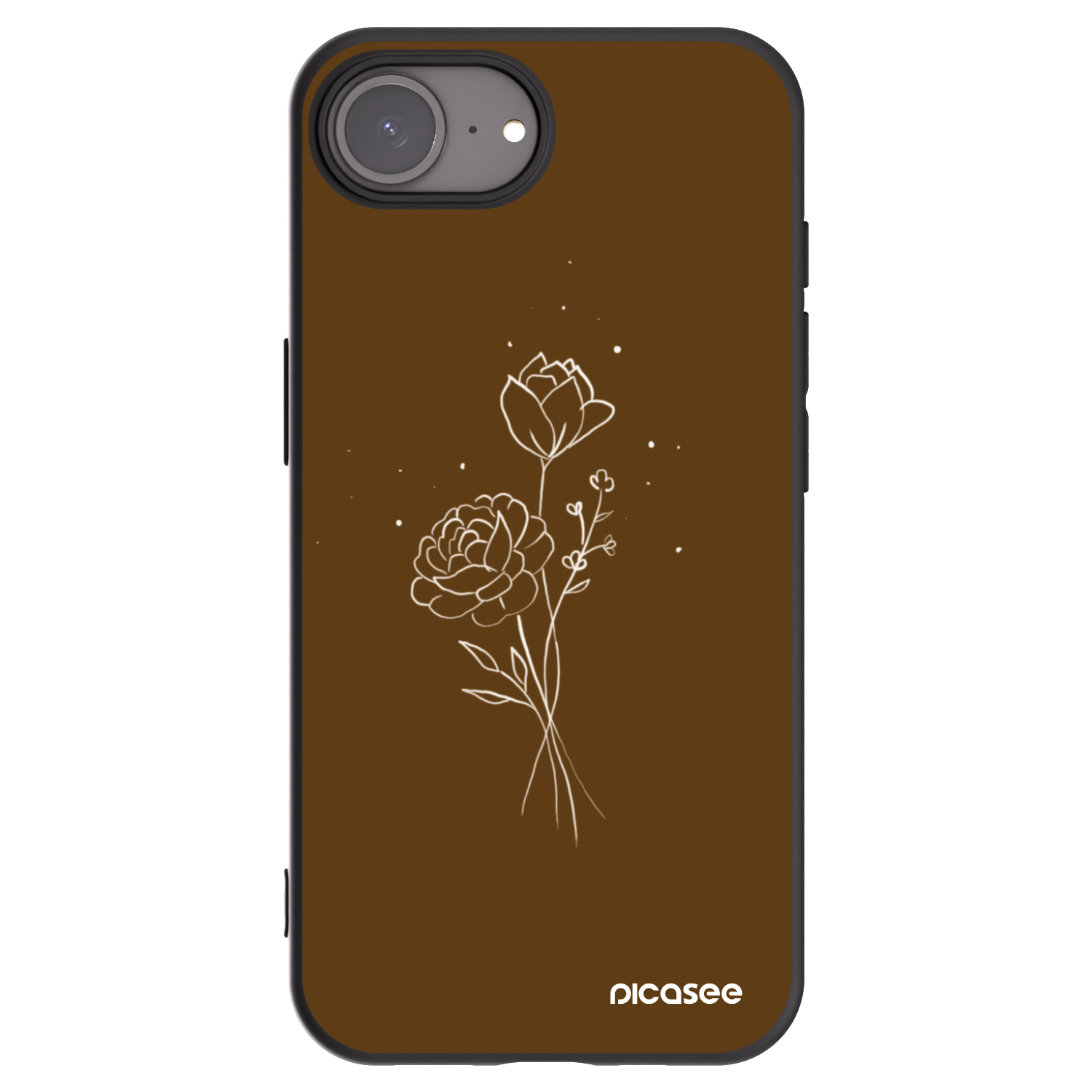 Picasee fekete szilikon tok az alábbi mobiltelefonokra Apple iPhone 16e - Brown flowers
