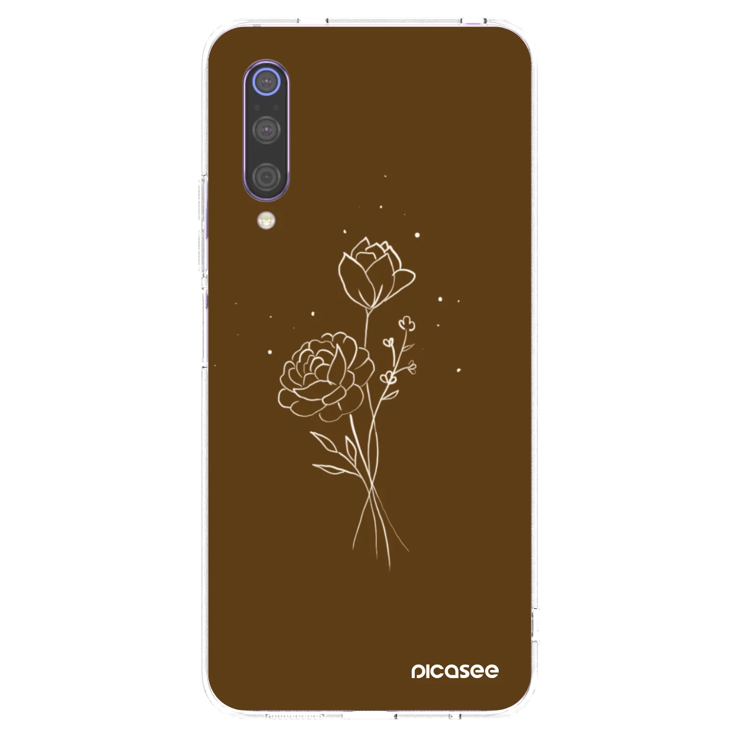 Picasee átlátszó szilikon tok az alábbi mobiltelefonokra Xiaomi Mi 9 - Brown flowers