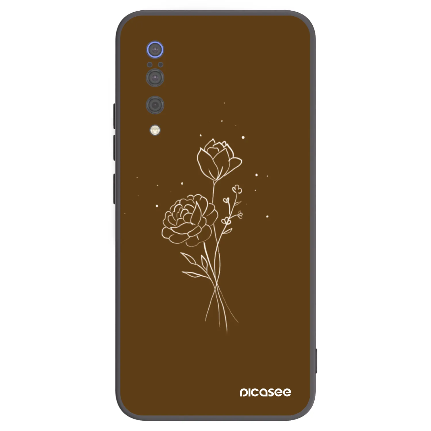 Picasee fekete szilikon tok az alábbi mobiltelefonokra Xiaomi Mi 9 - Brown flowers