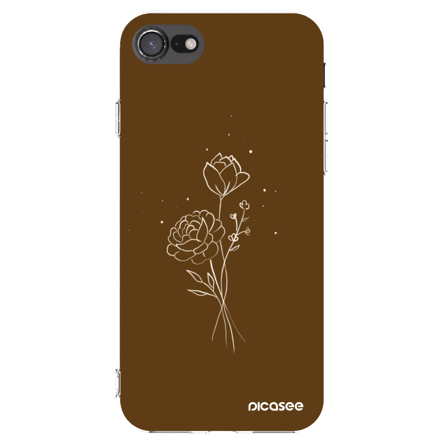 Picasee átlátszó szilikon tok az alábbi mobiltelefonokra Apple iPhone 7 - Brown flowers