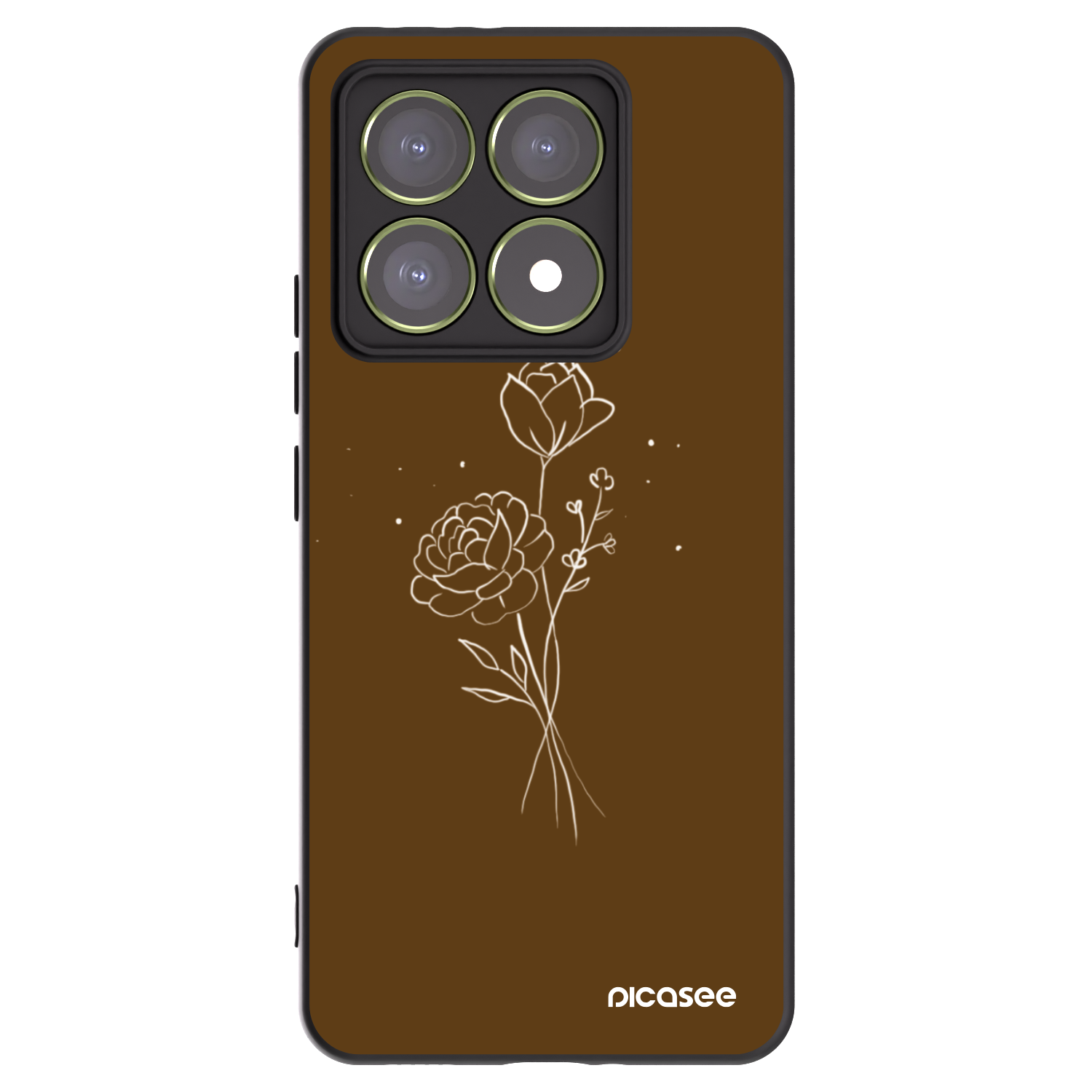 Picasee fekete szilikon tok az alábbi mobiltelefonokra Xiaomi 14T - Brown flowers