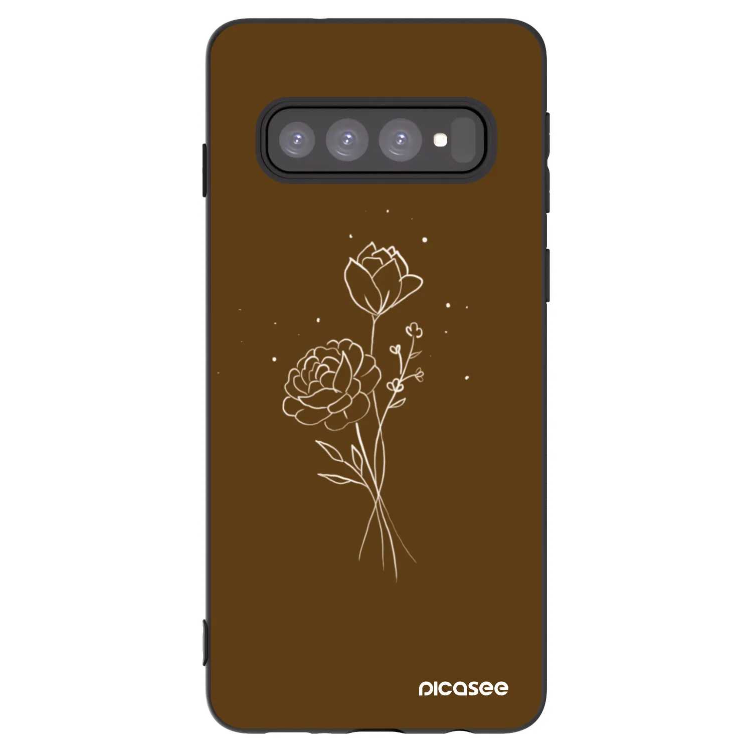 Picasee fekete szilikon tok az alábbi mobiltelefonokra Samsung Galaxy S10 G973 - Brown flowers