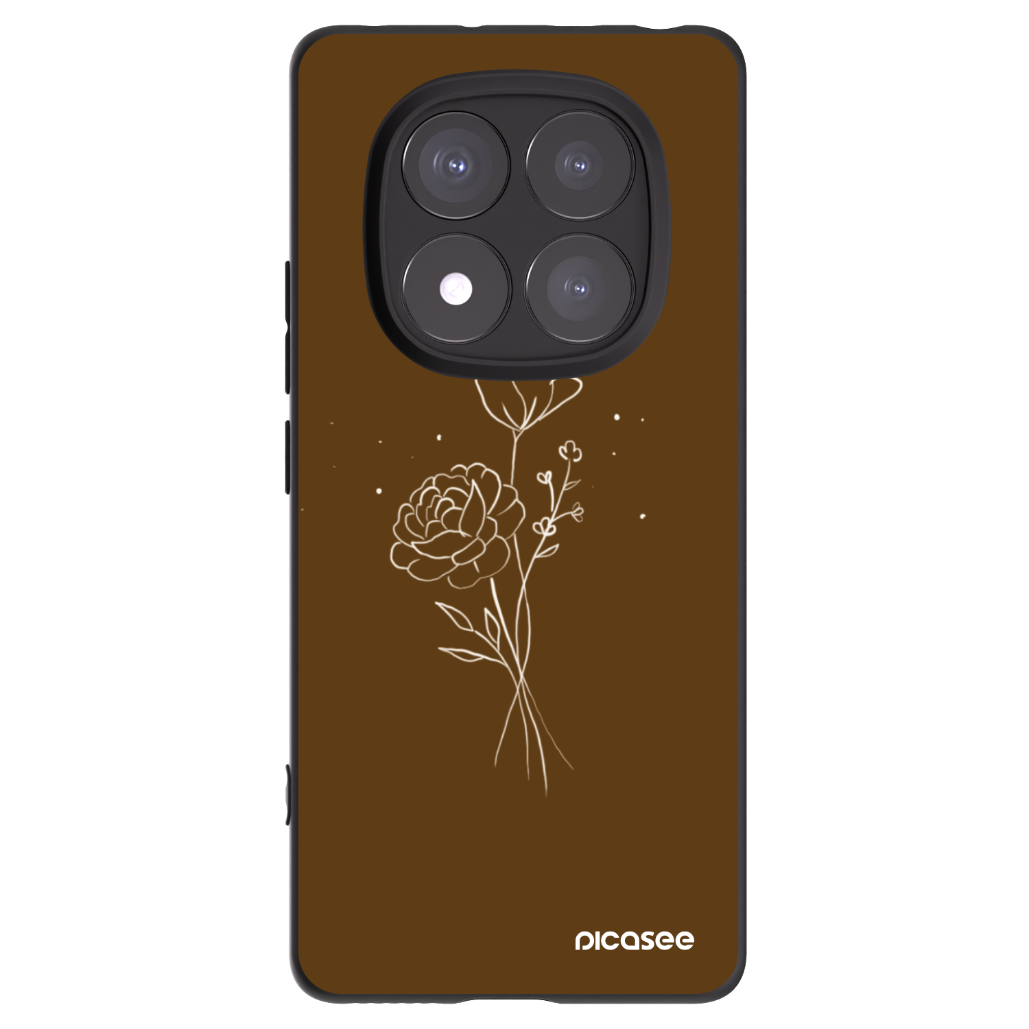 Picasee fekete szilikon tok az alábbi mobiltelefonokra Xiaomi Redmi Note 14 Pro 5G - Brown flowers