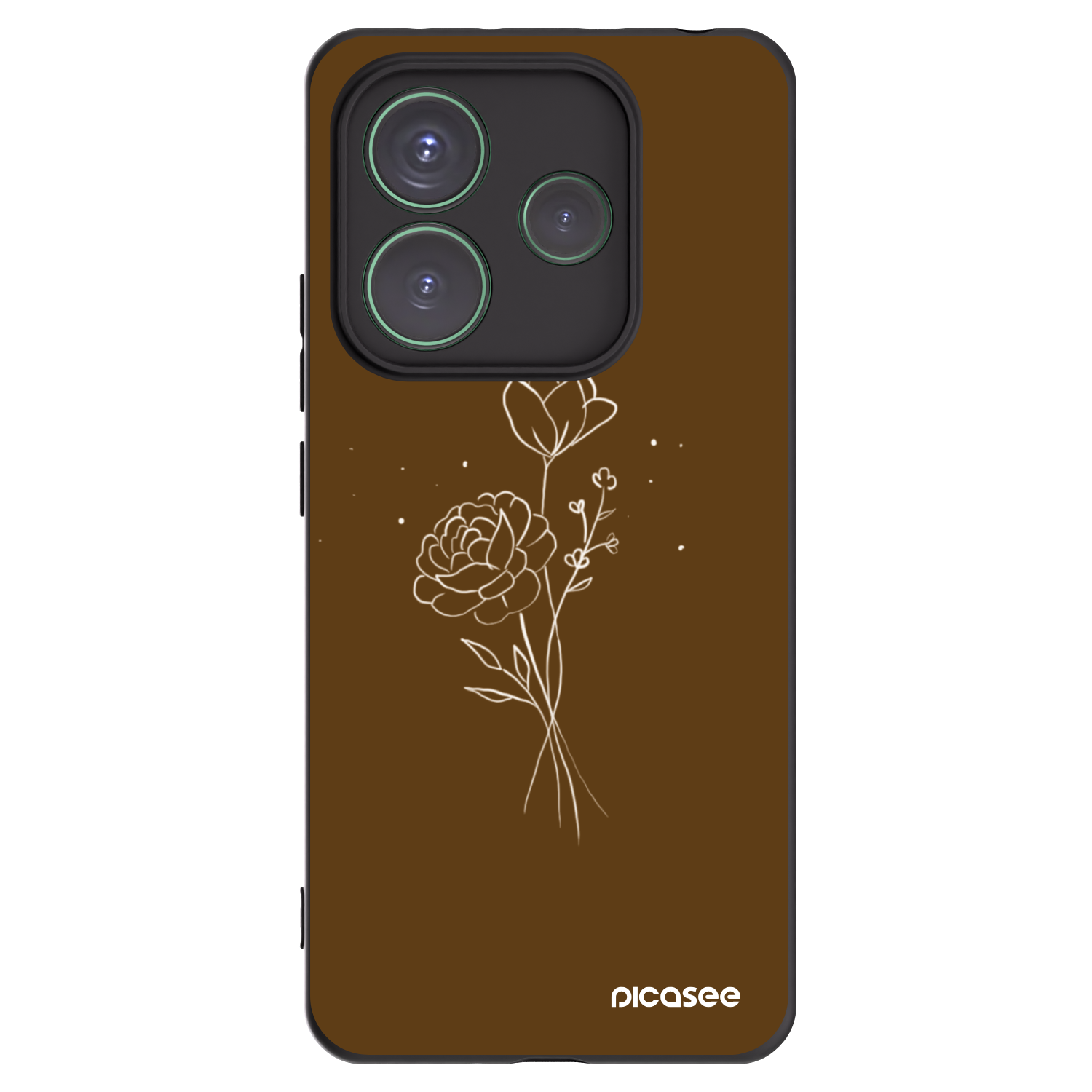 Picasee fekete szilikon tok az alábbi mobiltelefonokra Xiaomi Redmi Note 14 5G - Brown flowers