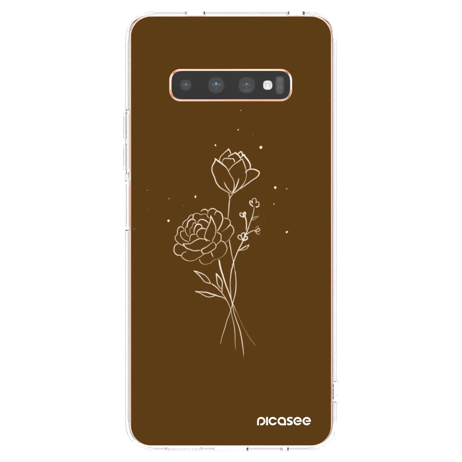Picasee átlátszó szilikon tok az alábbi mobiltelefonokra Samsung Galaxy S10 Plus G975 - Brown flowers