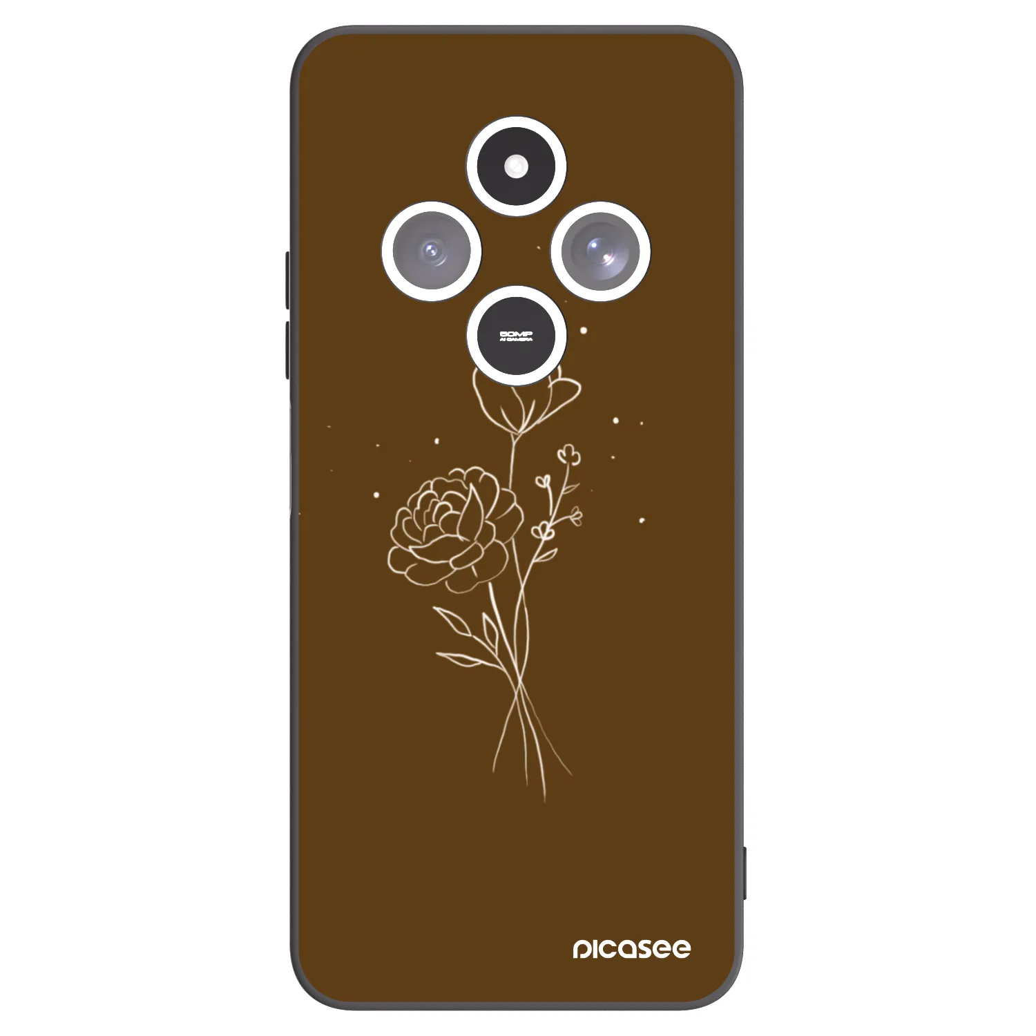 Picasee fekete szilikon tok az alábbi mobiltelefonokra Xiaomi Redmi 14C - Brown flowers