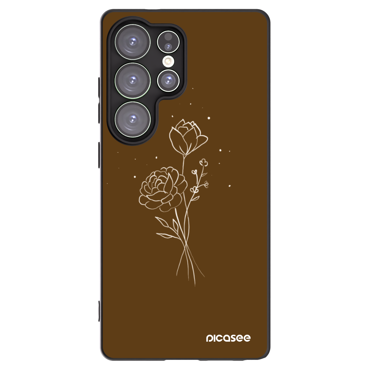Picasee fekete szilikon tok az alábbi mobiltelefonokra Samsung Galaxy S25 Ultra 5G - Brown flowers