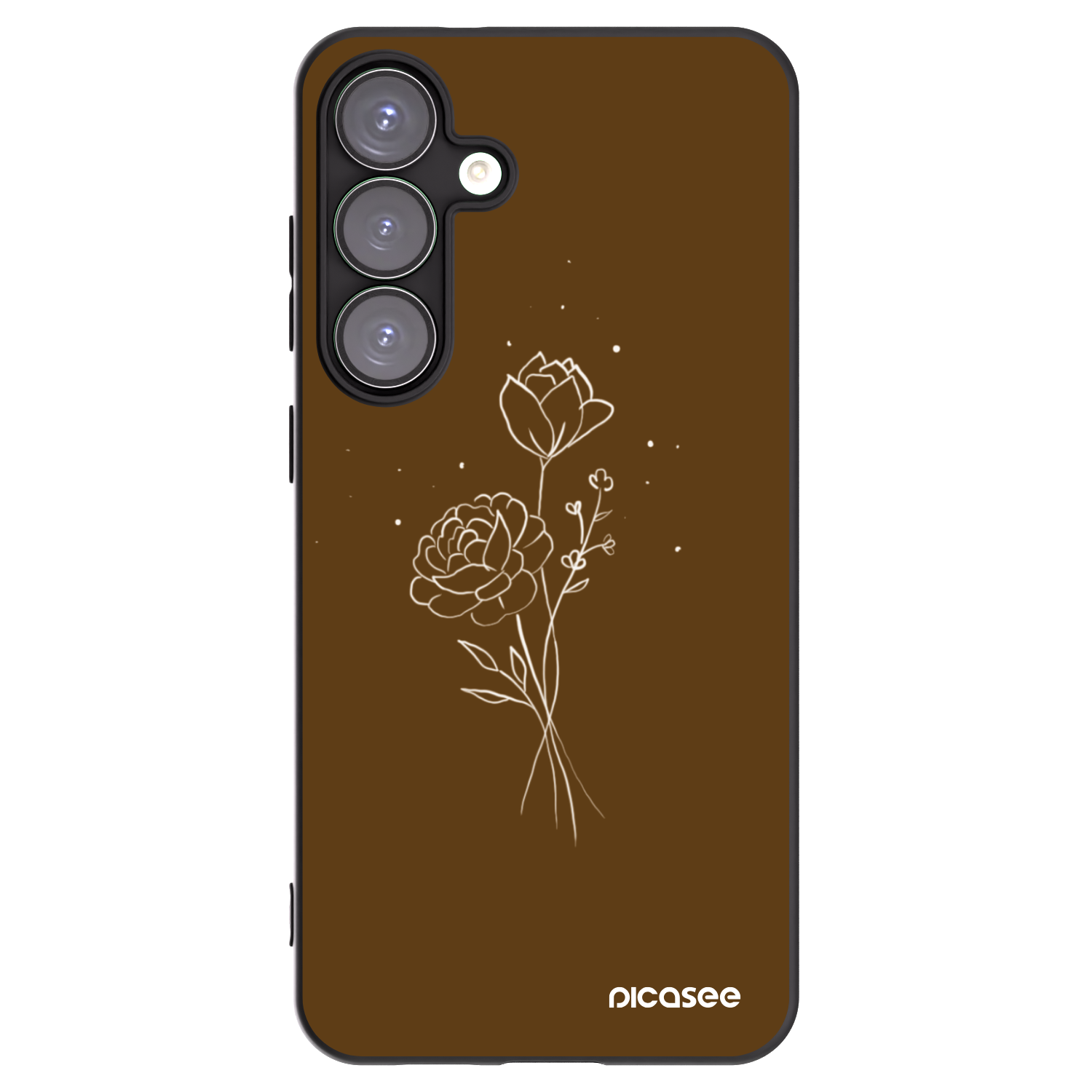 Picasee fekete szilikon tok az alábbi mobiltelefonokra Samsung Galaxy S25+ 5G - Brown flowers