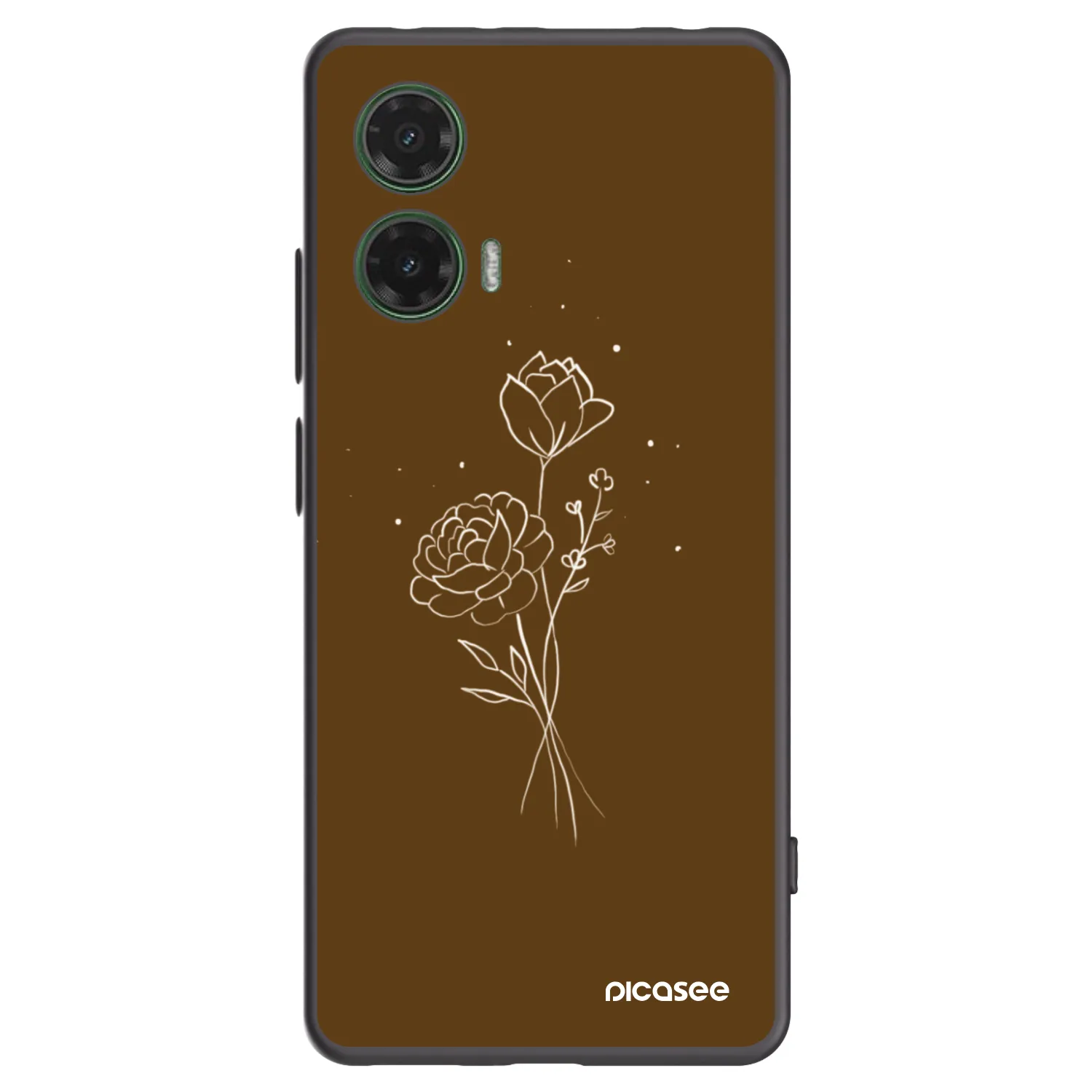 Picasee fekete szilikon tok az alábbi mobiltelefonokra Motorola Moto G35 5G - Brown flowers