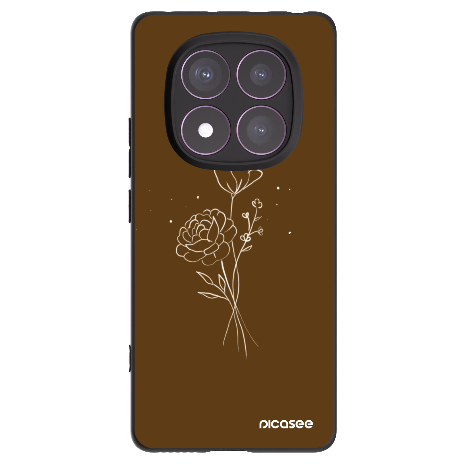 Picasee fekete szilikon tok az alábbi mobiltelefonokra Xiaomi Redmi Note 14 Pro 4G - Brown flowers