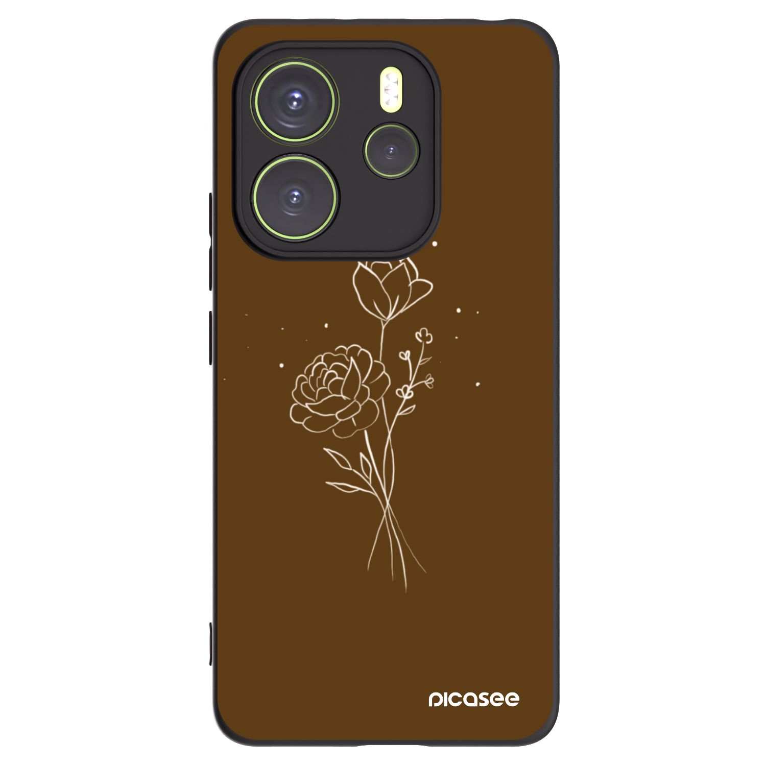 Picasee fekete szilikon tok az alábbi mobiltelefonokra Xiaomi Redmi Note 14 4G - Brown flowers
