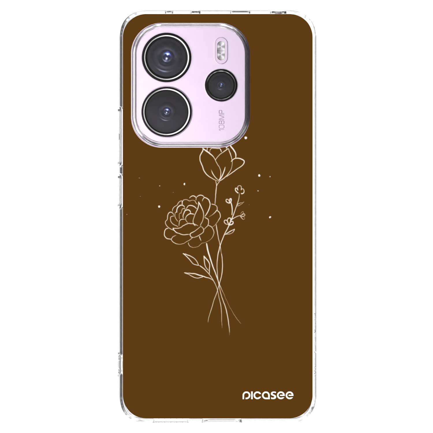 Picasee átlátszó szilikon tok az alábbi mobiltelefonokra Xiaomi Redmi Note 14 4G - Brown flowers