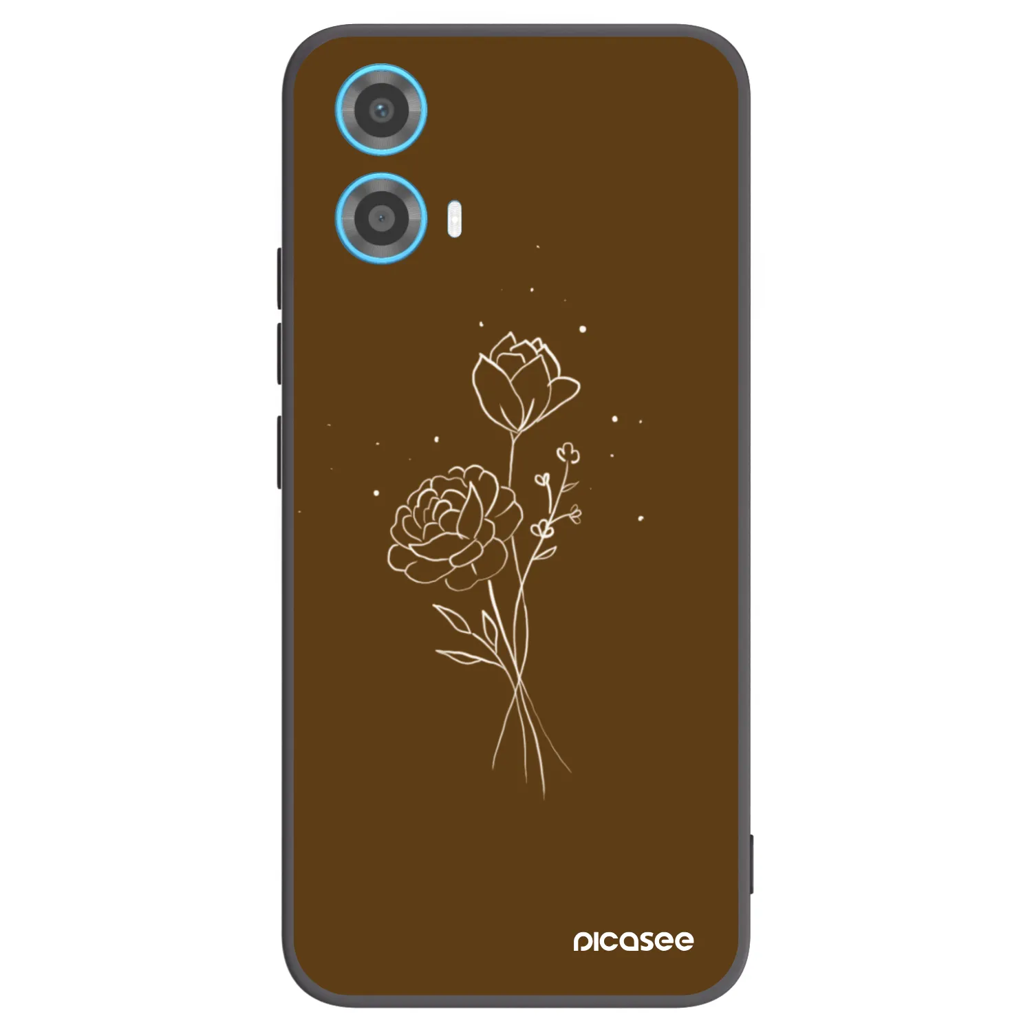Picasee fekete szilikon tok az alábbi mobiltelefonokra Motorola Moto G34 5G - Brown flowers