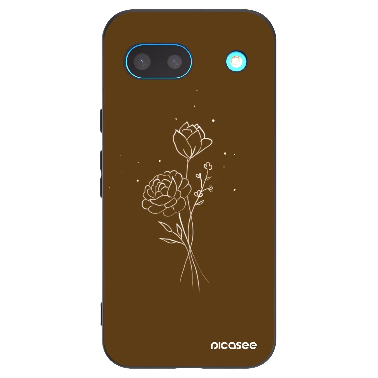 Picasee fekete szilikon tok az alábbi mobiltelefonokra Google Pixel 8a - Brown flowers