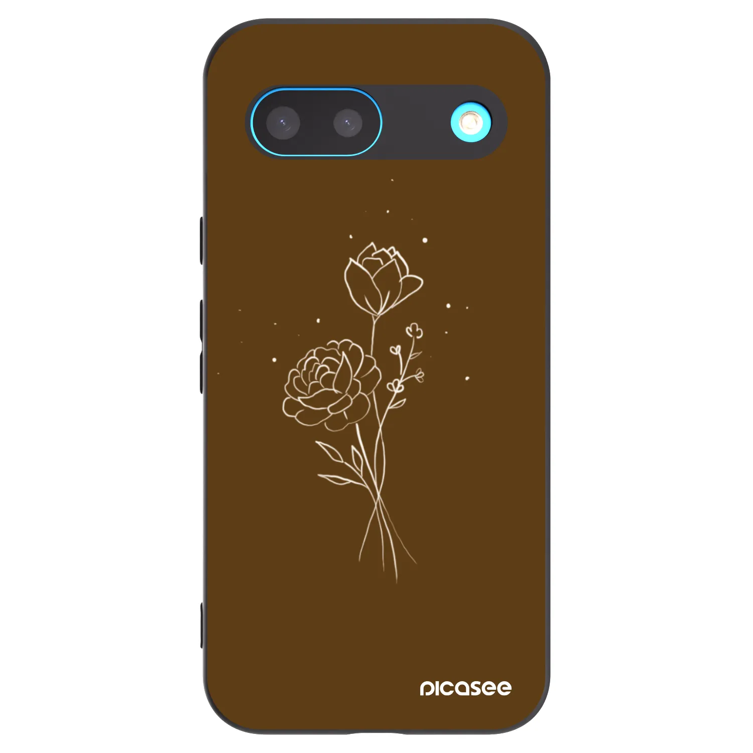 Picasee fekete szilikon tok az alábbi mobiltelefonokra Google Pixel 8 - Brown flowers