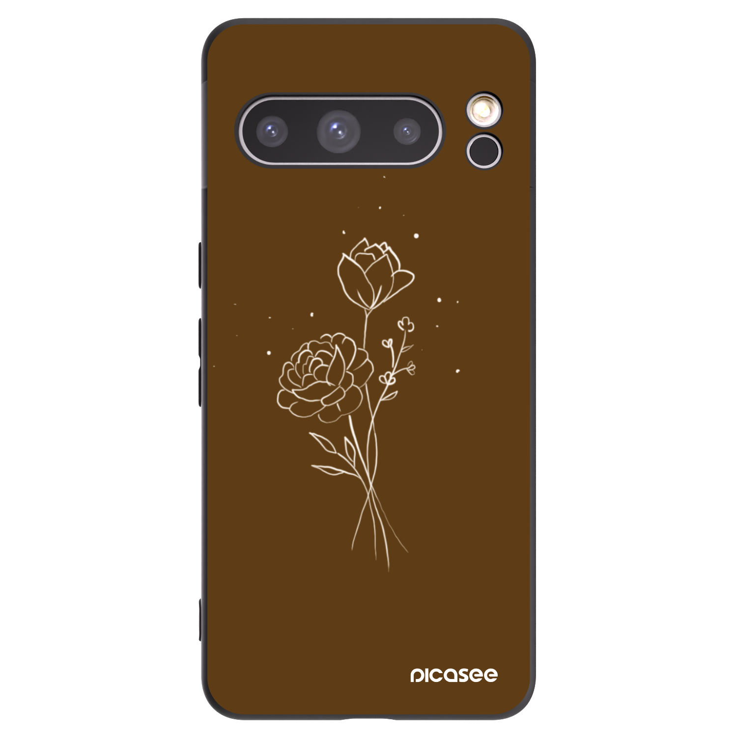 Picasee fekete szilikon tok az alábbi mobiltelefonokra Google Pixel 8 Pro - Brown flowers