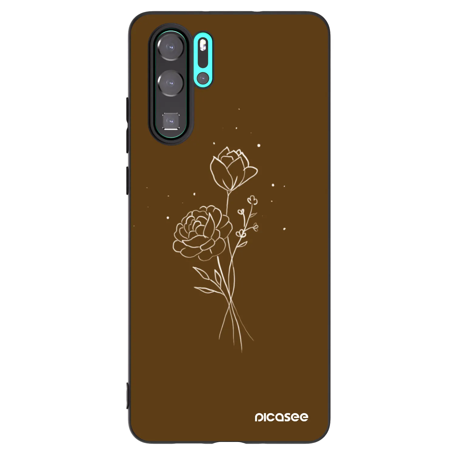Picasee fekete szilikon tok az alábbi mobiltelefonokra Huawei P30 Pro - Brown flowers