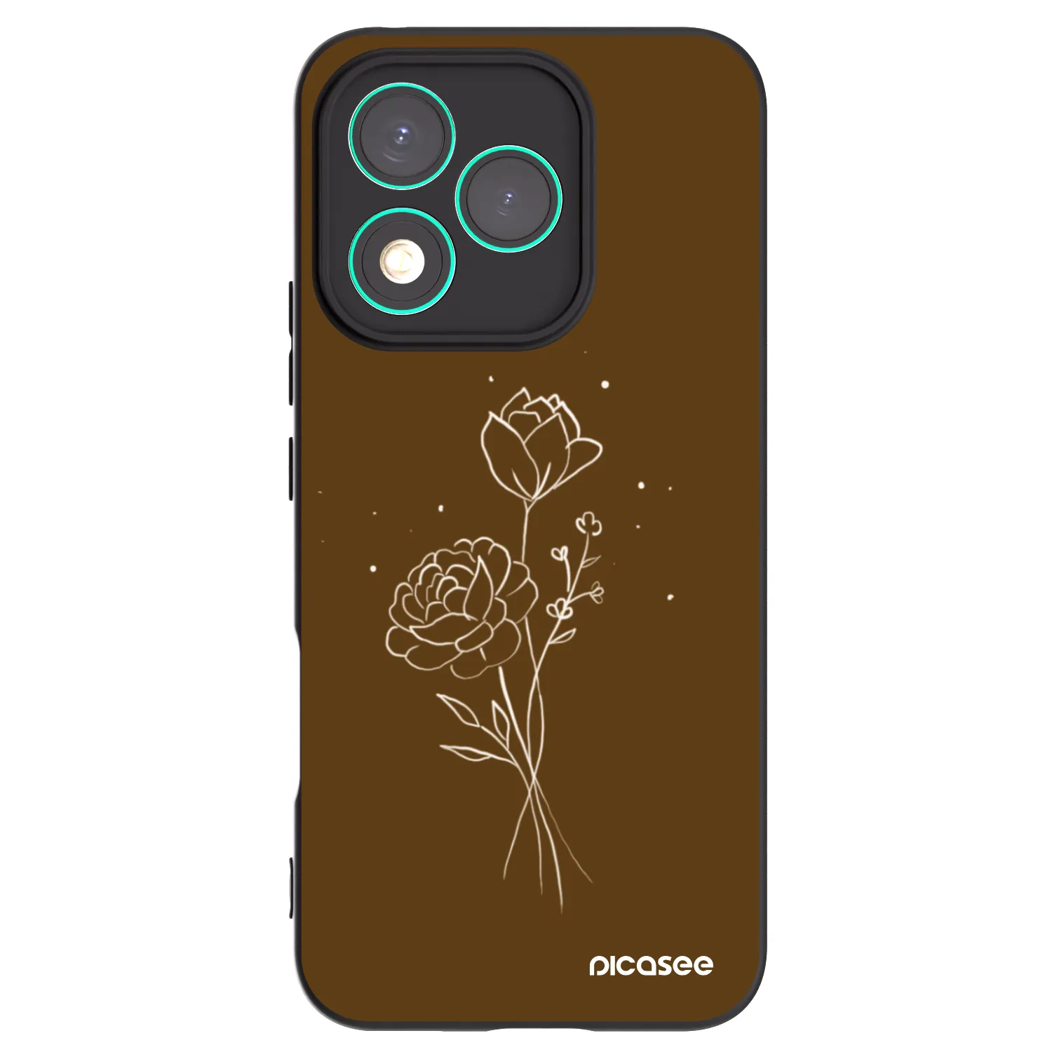 Picasee fekete szilikon tok az alábbi mobiltelefonokra Honor 400 Lite 5G - Brown flowers