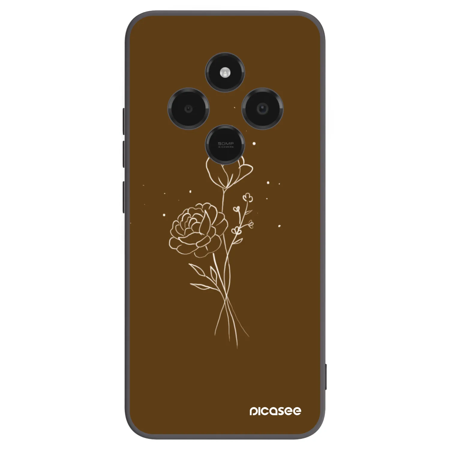 Picasee fekete szilikon tok az alábbi mobiltelefonokra Xiaomi Poco C75 - Brown flowers