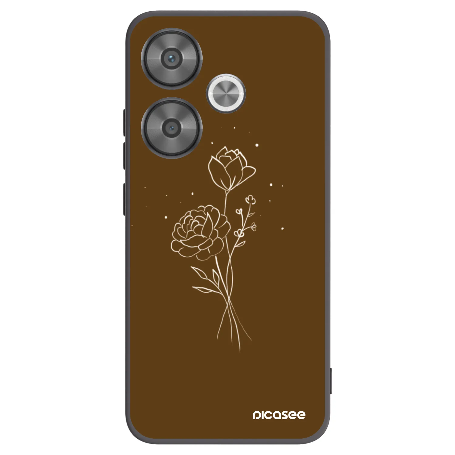 Picasee fekete szilikon tok az alábbi mobiltelefonokra Xiaomi Poco F6 - Brown flowers