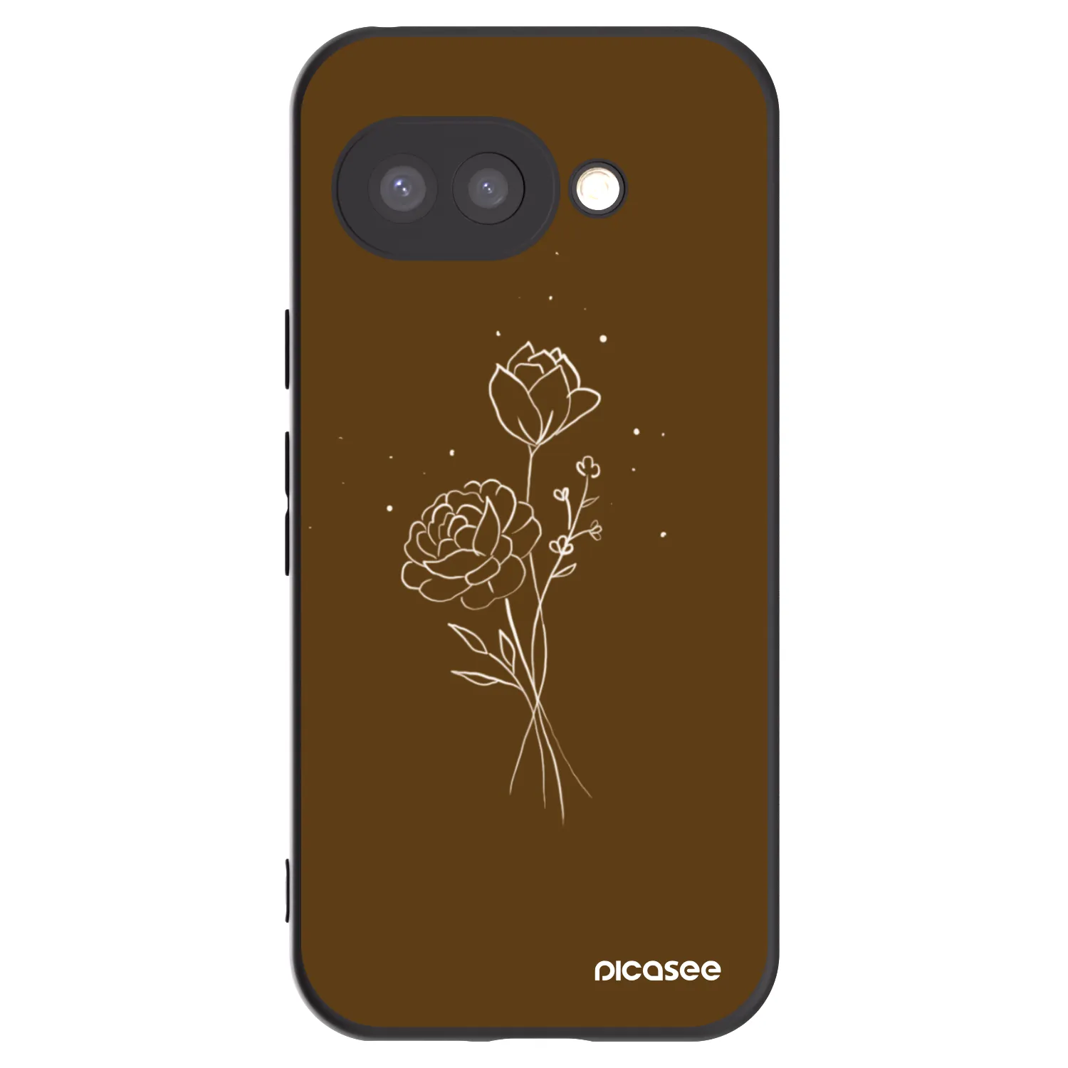 Picasee fekete szilikon tok az alábbi mobiltelefonokra Google Pixel 9a - Brown flowers