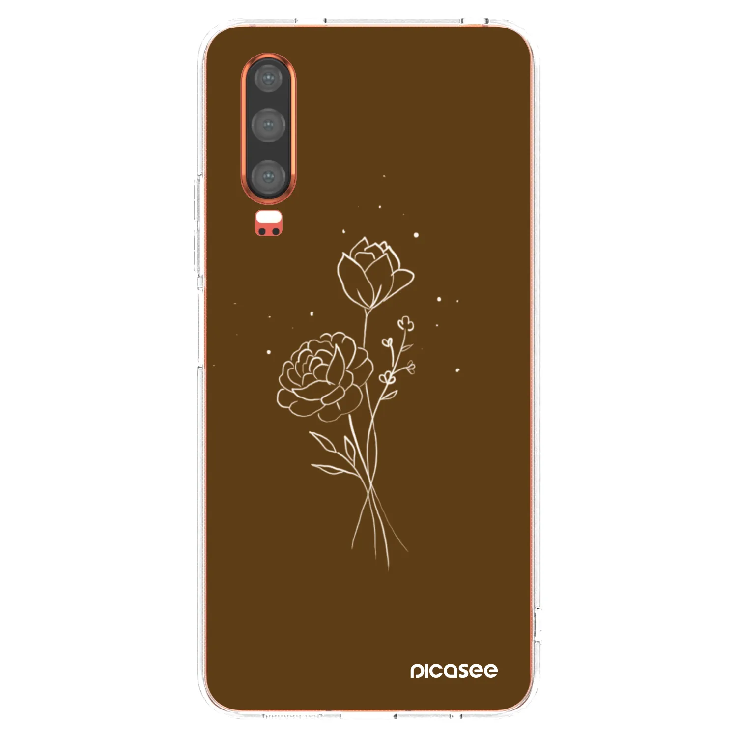 Picasee átlátszó szilikon tok az alábbi mobiltelefonokra Huawei P30 - Brown flowers