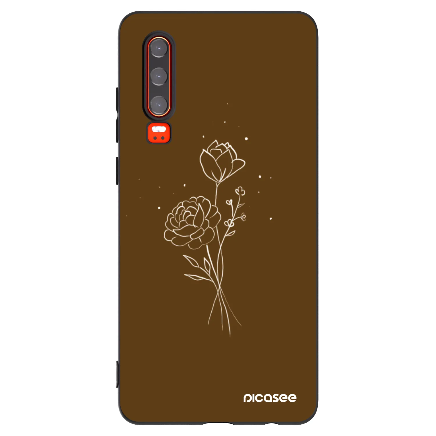Picasee fekete szilikon tok az alábbi mobiltelefonokra Huawei P30 - Brown flowers