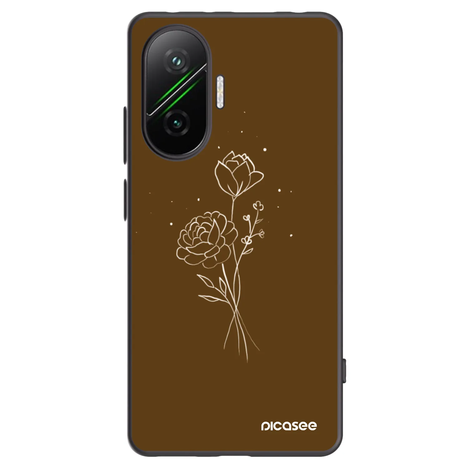 Picasee fekete szilikon tok az alábbi mobiltelefonokra Xiaomi Poco F7 5G - Brown flowers