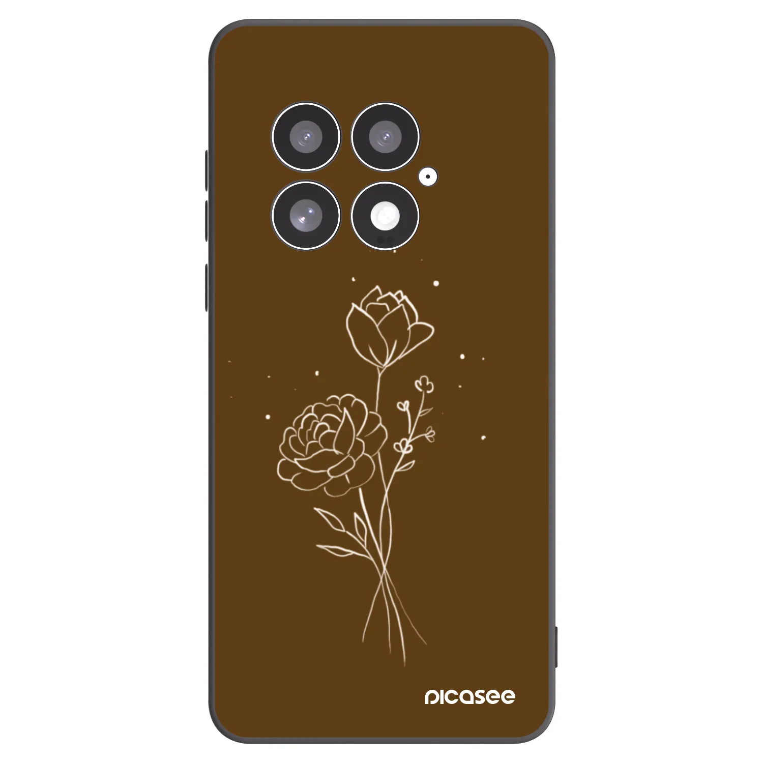 Picasee fekete szilikon tok az alábbi mobiltelefonokra OnePlus 13 5G - Brown flowers