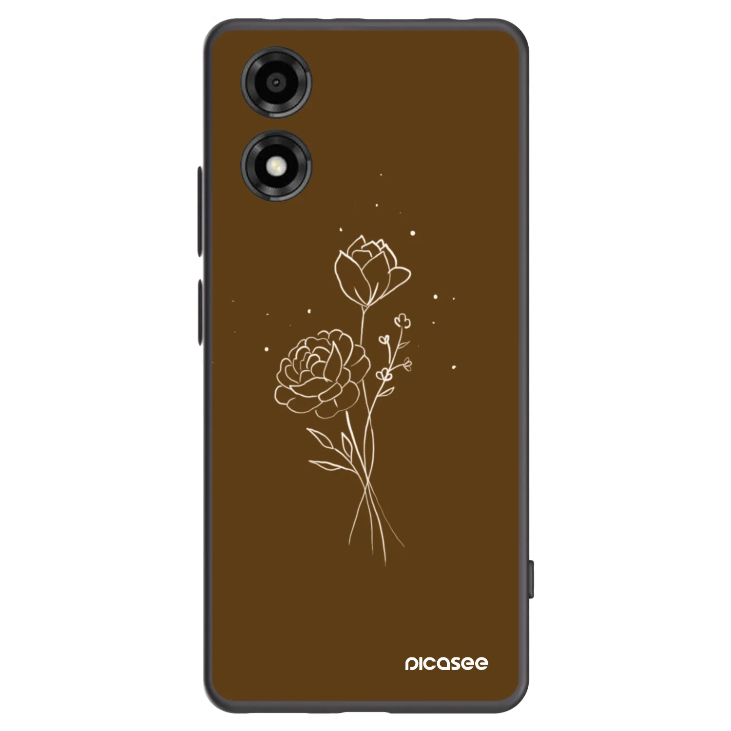 Picasee fekete szilikon tok az alábbi mobiltelefonokra Motorola Moto E14 - Brown flowers
