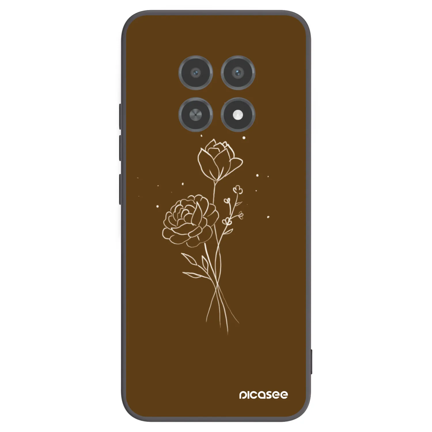 Picasee fekete szilikon tok az alábbi mobiltelefonokra Realme 12X - Brown flowers